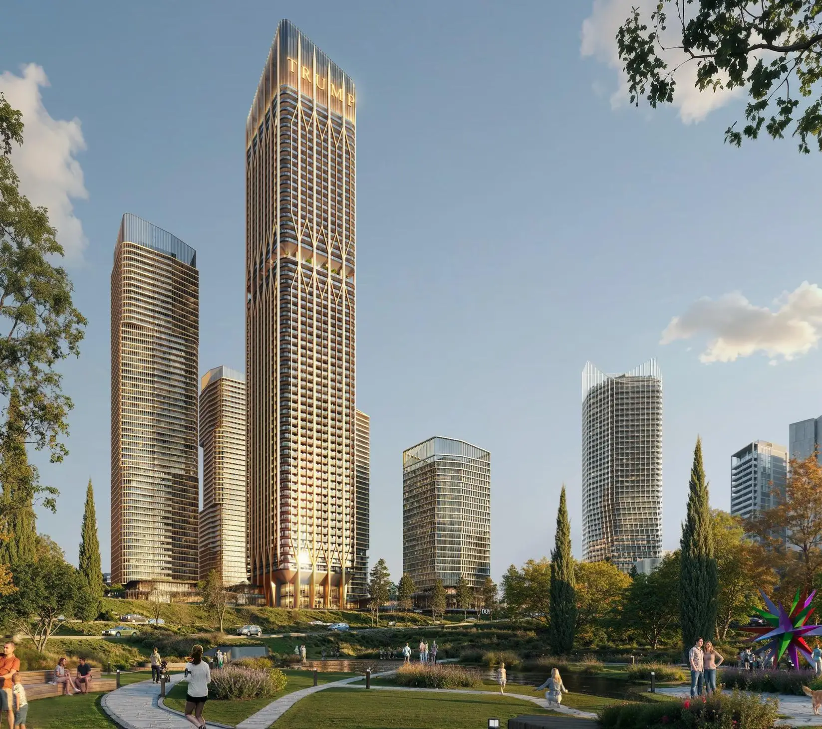 Trump Tower Tbilisi со стороны Центрального парка, визуализация застройщика